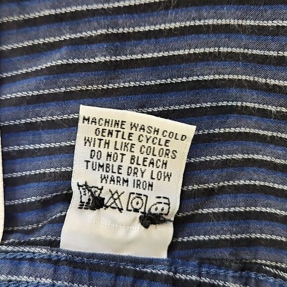 Marc Ecko Cut & Sew Button Shirt Long Sleeve Embroidery Design Blue Stripe XL - Picture 10 of 16